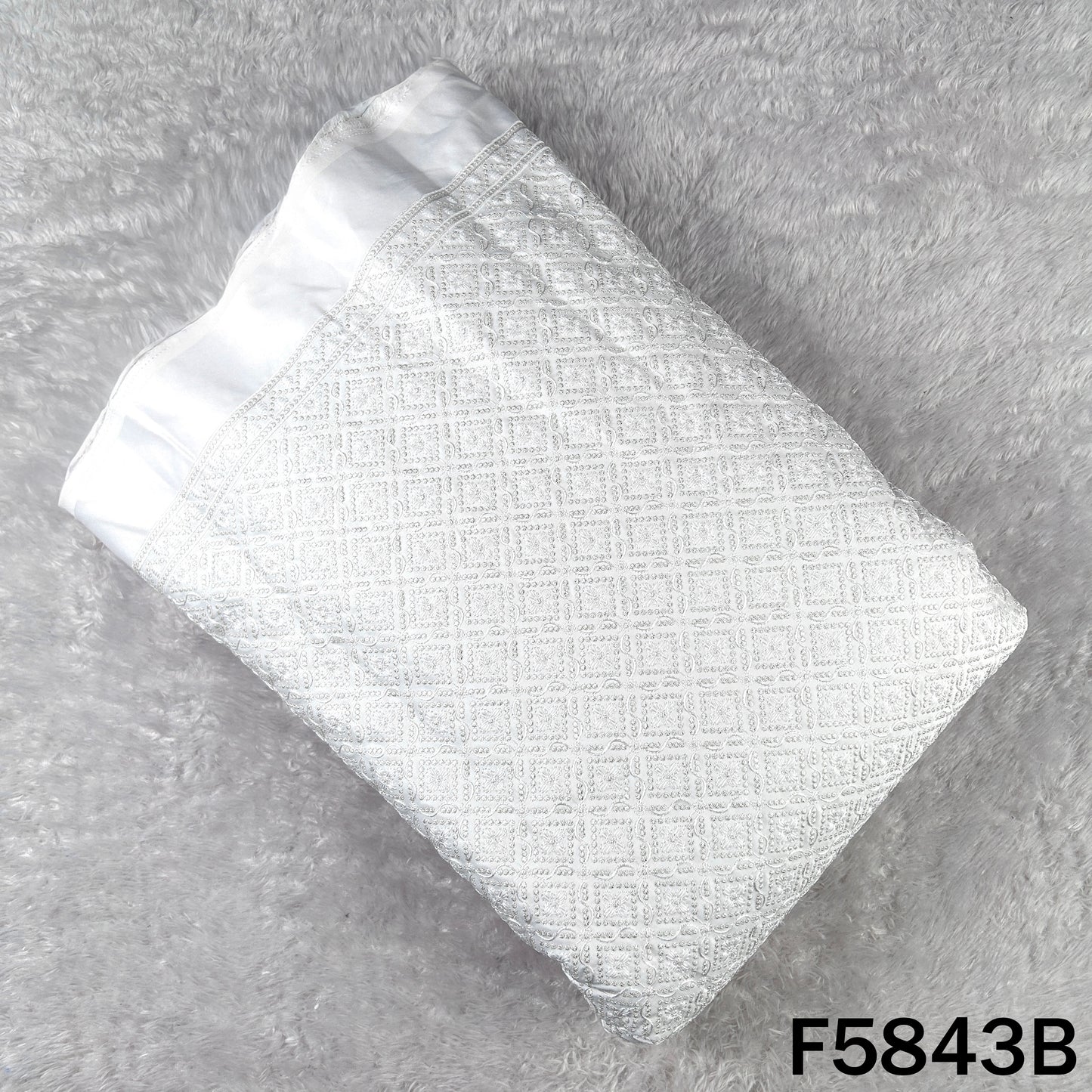 Thread Sequins Embroidered Satin Silk Fabric - F5843