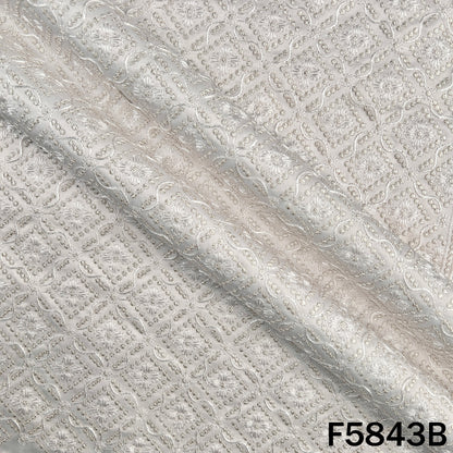 Thread Sequins Embroidered Satin Silk Fabric - F5843