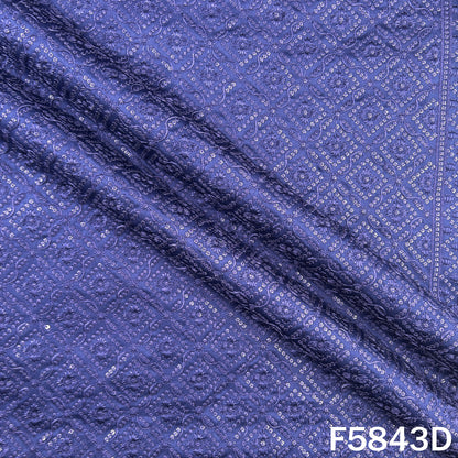 Thread Sequins Embroidered Satin Silk Fabric - F5843