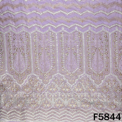 Faux Mirror Thread Zari Sequins Embroidered Georgette Fabric - F5844