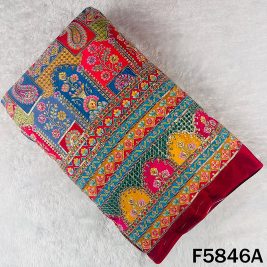 Zari Sequins Embroidered Viscose Crepe Fabric - F5846