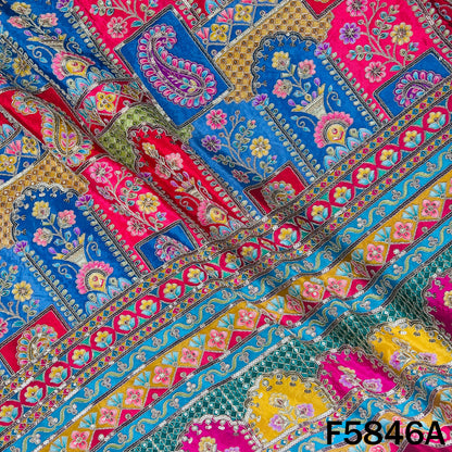 Zari Sequins Embroidered Viscose Crepe Fabric - F5846