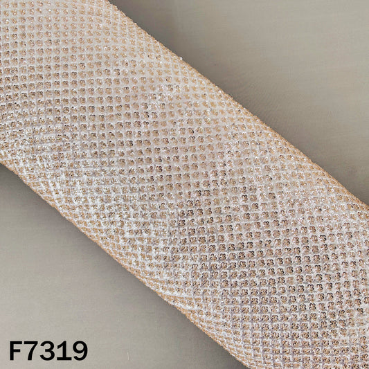 Dyeable Cut Dana Sequins Embroidered Crepe Fabric - F7319