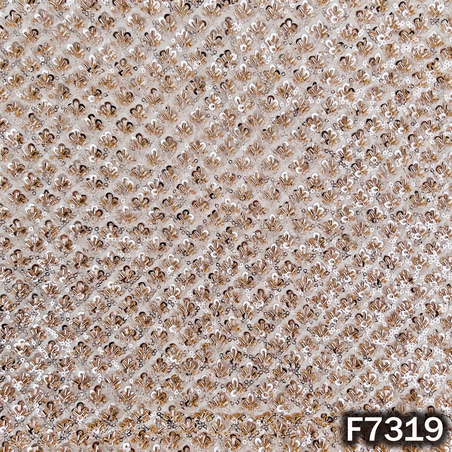 Dyeable Cut Dana Sequins Embroidered Crepe Fabric - F7319