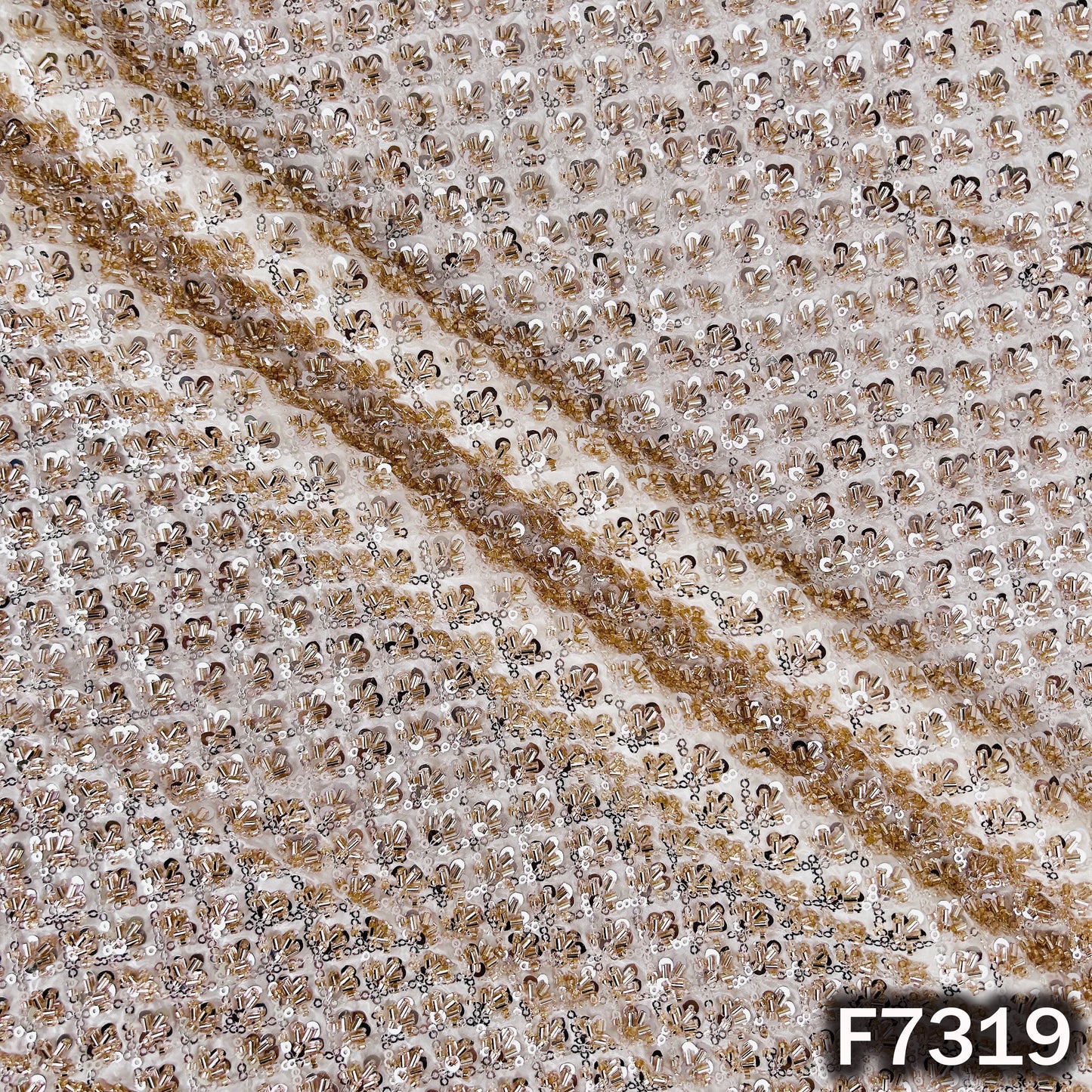 Dyeable Cut Dana Sequins Embroidered Crepe Fabric - F7319
