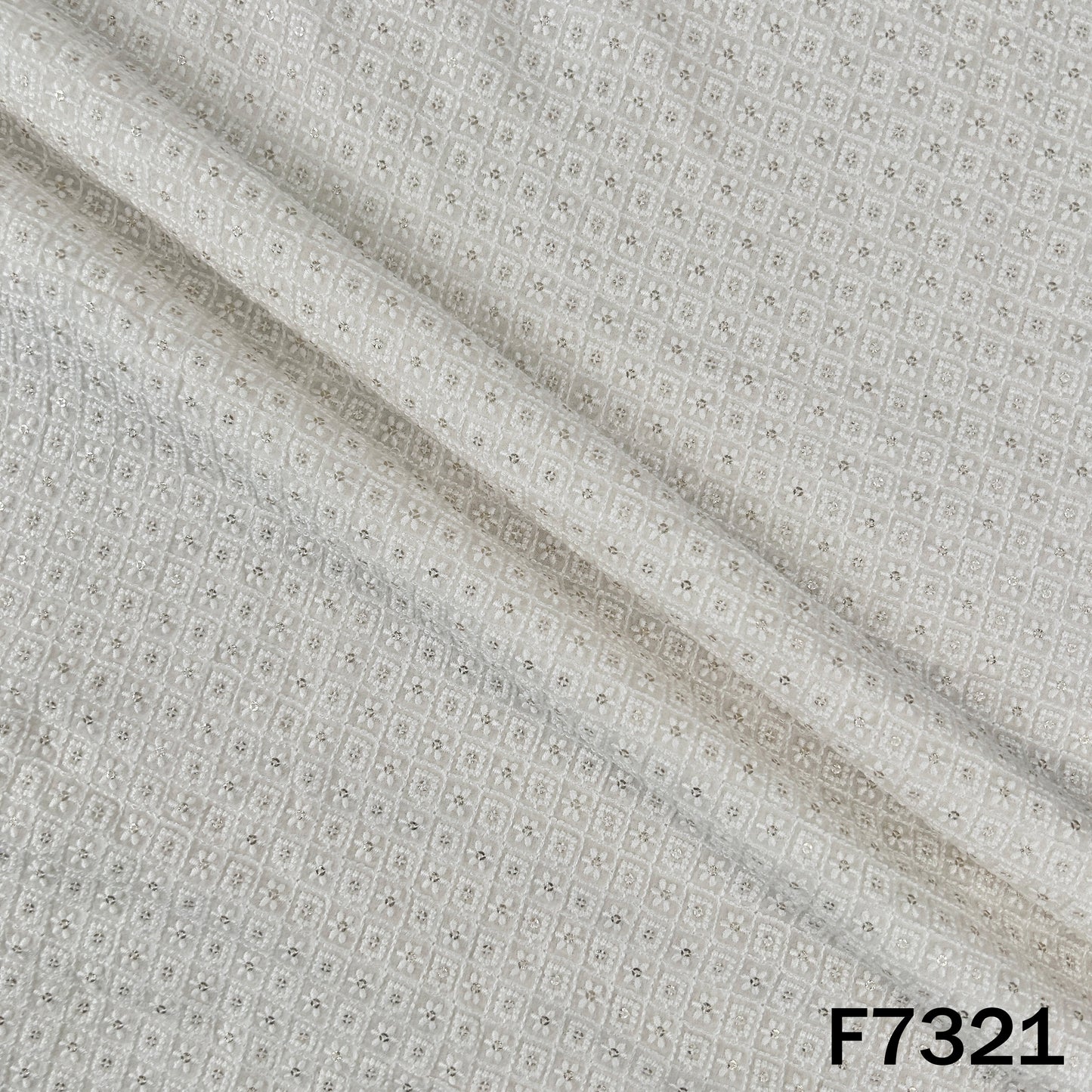Dyeable Thread Sequins Embroidered Georgette Fabric - F7321