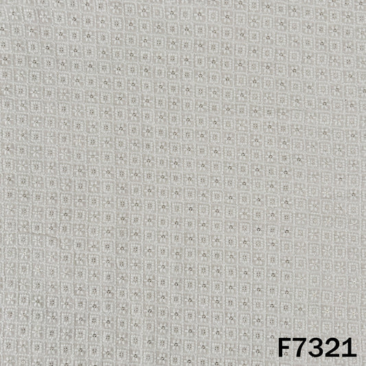 Dyeable Thread Sequins Embroidered Georgette Fabric - F7321