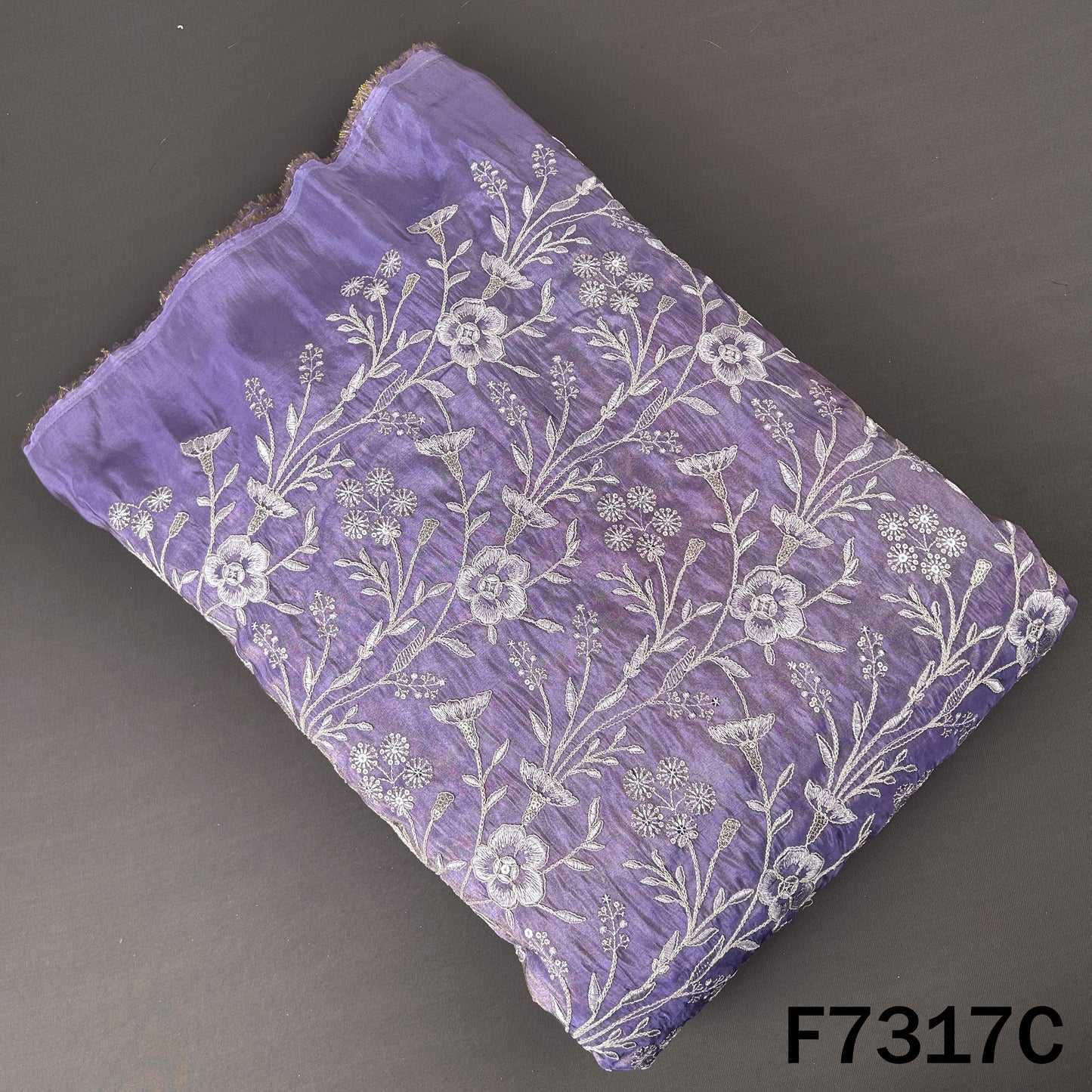 Thread Zari Sequins Embroidered Shimmer Tissue Fabric - F7317