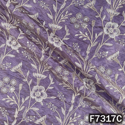 Thread Zari Sequins Embroidered Shimmer Tissue Fabric - F7317