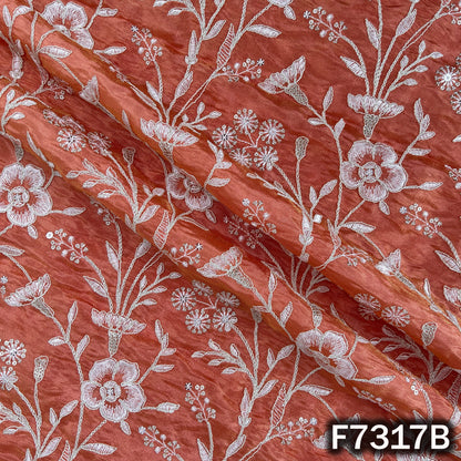 Thread Zari Sequins Embroidered Shimmer Tissue Fabric - F7317