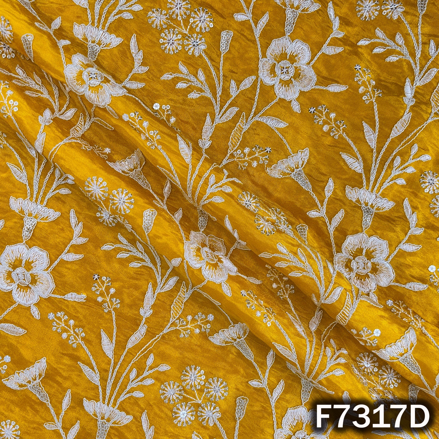 Thread Zari Sequins Embroidered Shimmer Tissue Fabric - F7317