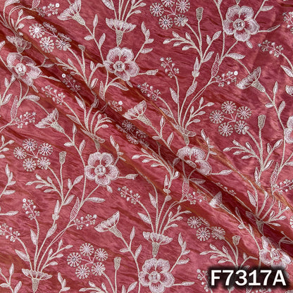 Thread Zari Sequins Embroidered Shimmer Tissue Fabric - F7317