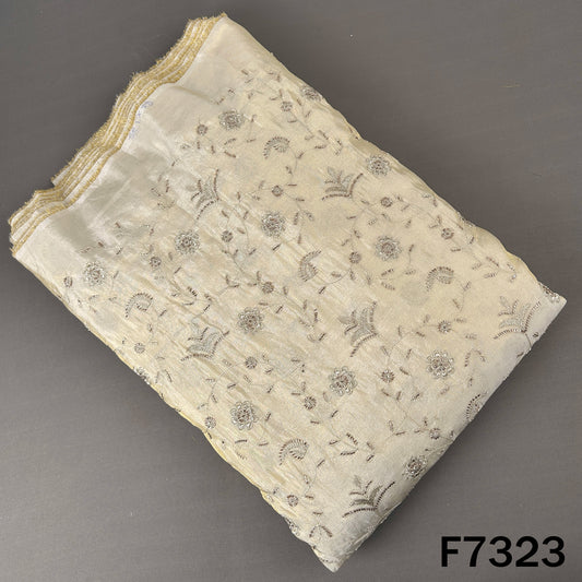 Dyeable Cut Dana Zari Embroidered Shimmer Tissue Fabric - F7323
