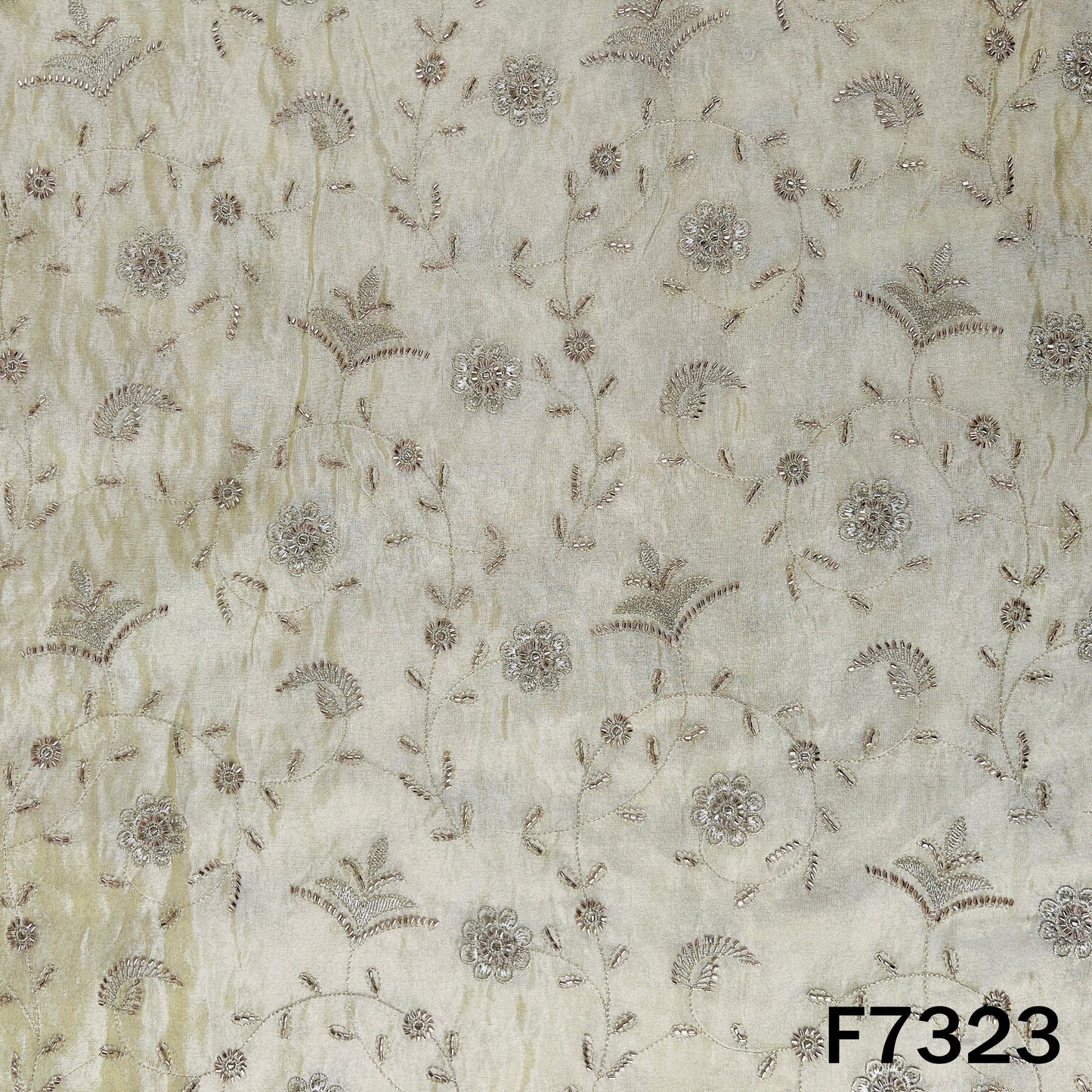 Dyeable Cut Dana Zari Embroidered Shimmer Tissue Fabric - F7323