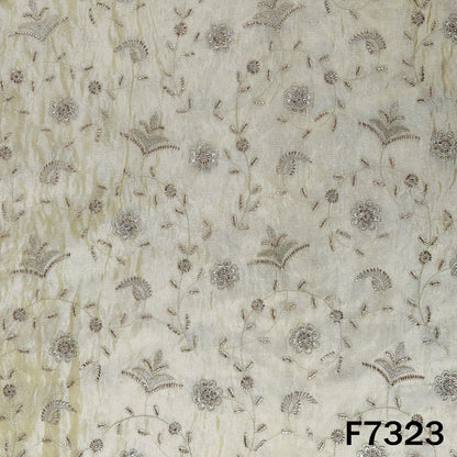 Dyeable Cut Dana Zari Embroidered Shimmer Tissue Fabric - F7323