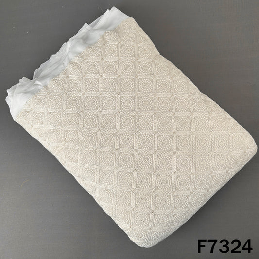 Dyeable Thread Sequins Embroidered Georgette Fabric - F7324