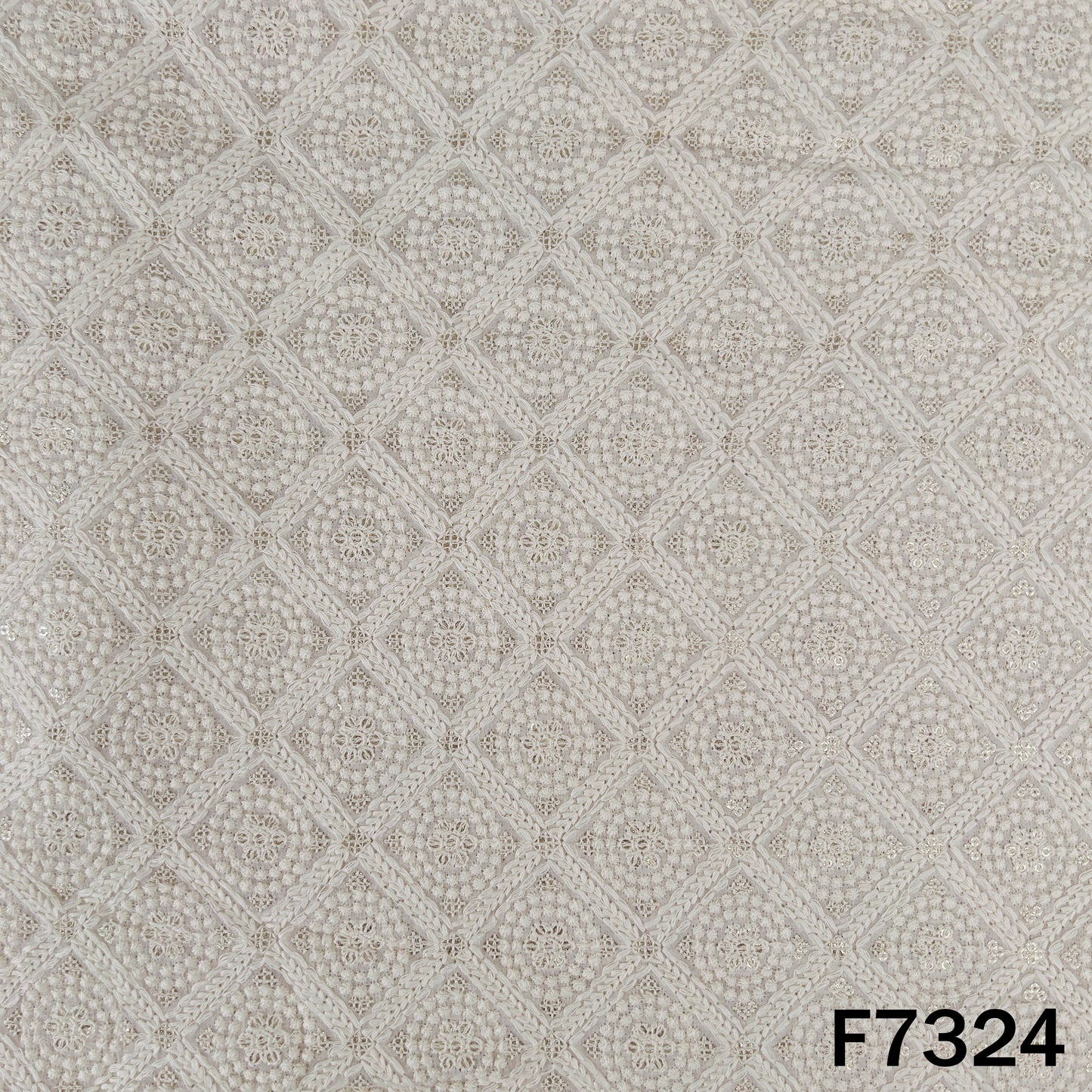 Dyeable Thread Sequins Embroidered Georgette Fabric - F7324
