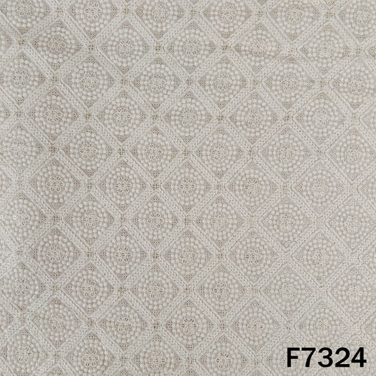 Dyeable Thread Sequins Embroidered Georgette Fabric - F7324