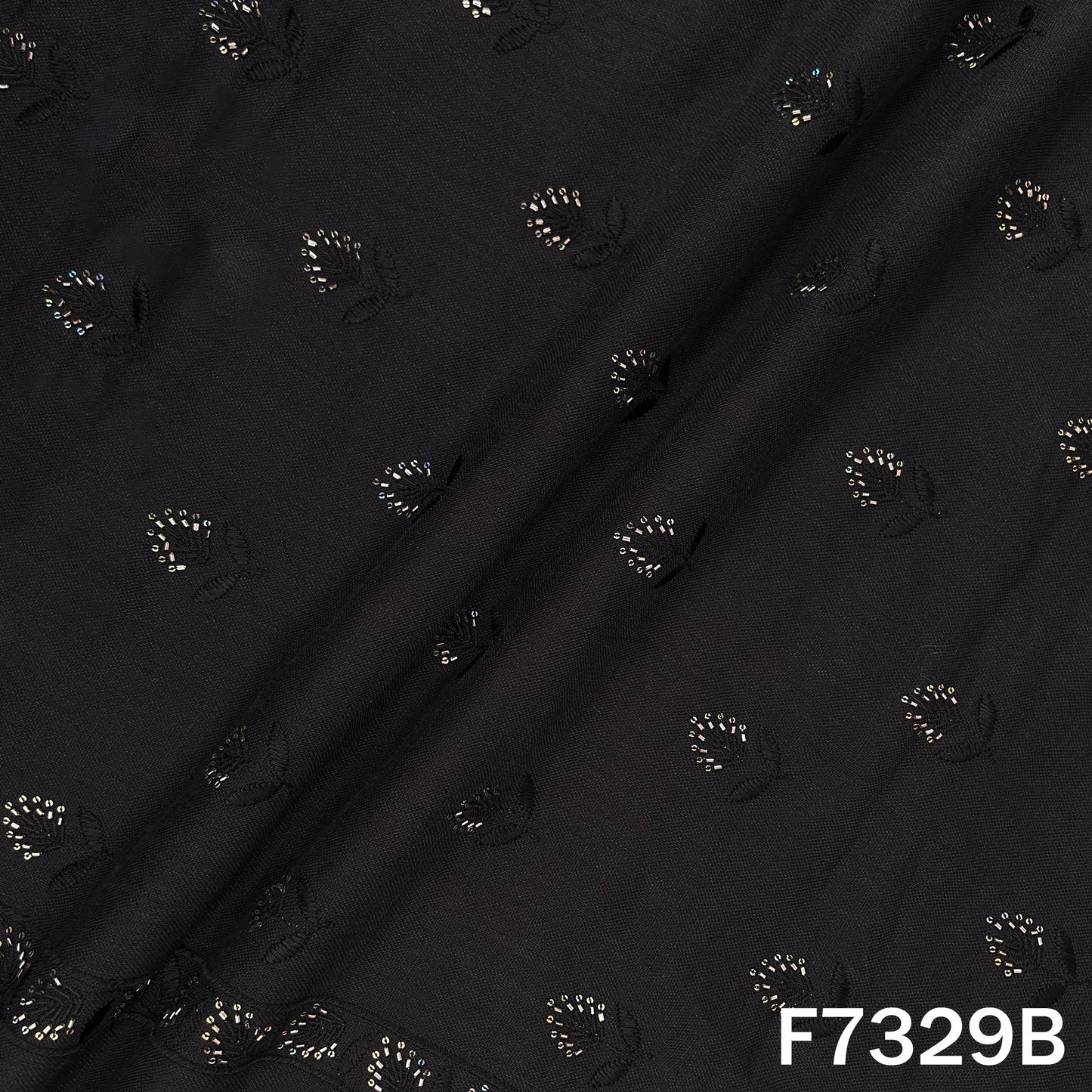 Cut Dana Thread Sequins Work Linen Fabric - F7329