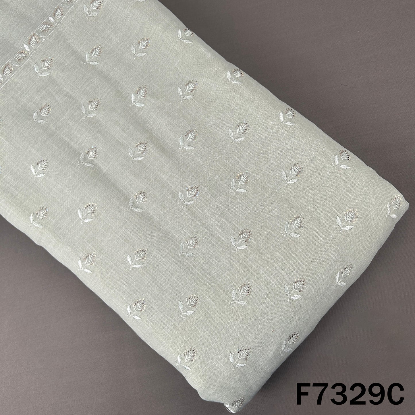 Cut Dana Thread Sequins Work Linen Fabric - F7329