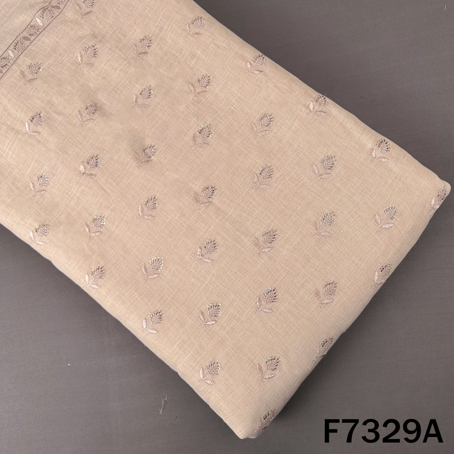 Cut Dana Thread Sequins Work Linen Fabric - F7329