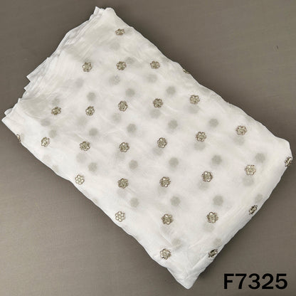 Dyeable Cut Dana Zari Work Organza Fabric - F7325