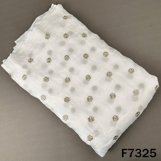 Dyeable Cut Dana Zari Work Organza Fabric - F7325