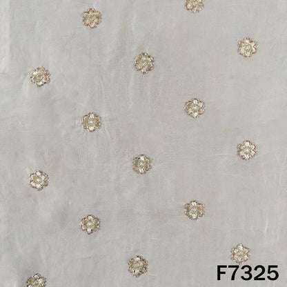 Dyeable Cut Dana Zari Work Organza Fabric - F7325