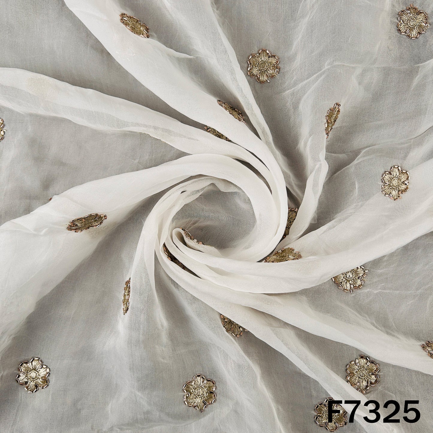 Dyeable Cut Dana Zari Work Organza Fabric - F7325
