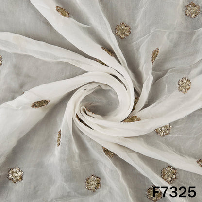 Dyeable Cut Dana Zari Work Organza Fabric - F7325