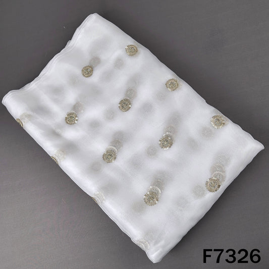 Dyeable Cut Dana Zari Sequins Work Organza Fabric - F7326