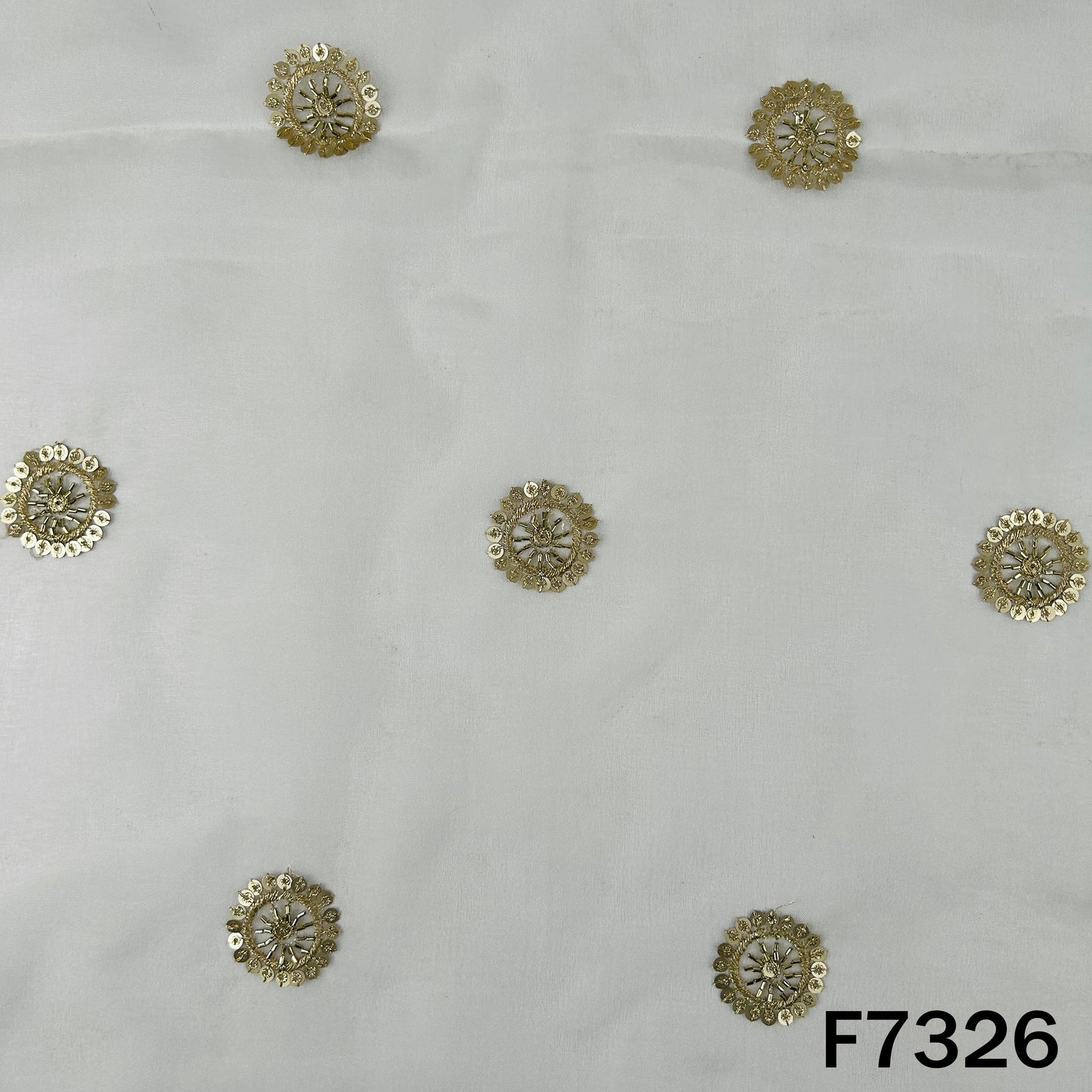 Dyeable Cut Dana Zari Sequins Work Organza Fabric - F7326