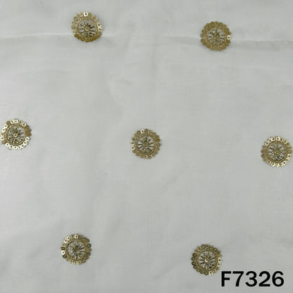 Dyeable Cut Dana Zari Sequins Work Organza Fabric - F7326
