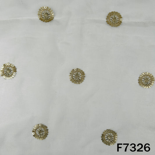 Dyeable Cut Dana Zari Sequins Work Organza Fabric - F7326