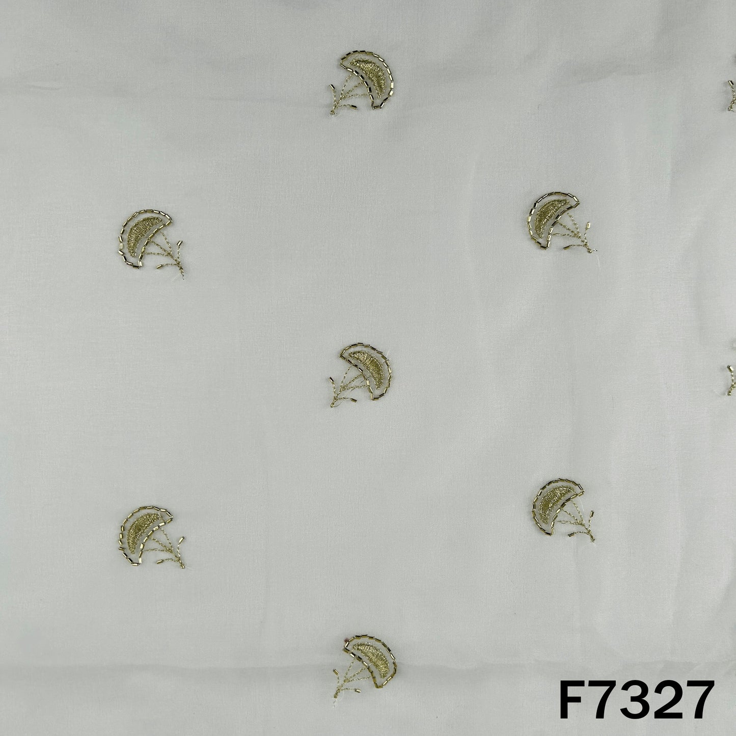 Dyeable Cut Dana Zari Work Organza Fabric - F7327