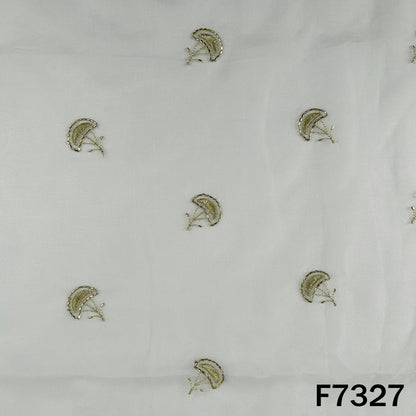 Dyeable Cut Dana Zari Work Organza Fabric - F7327