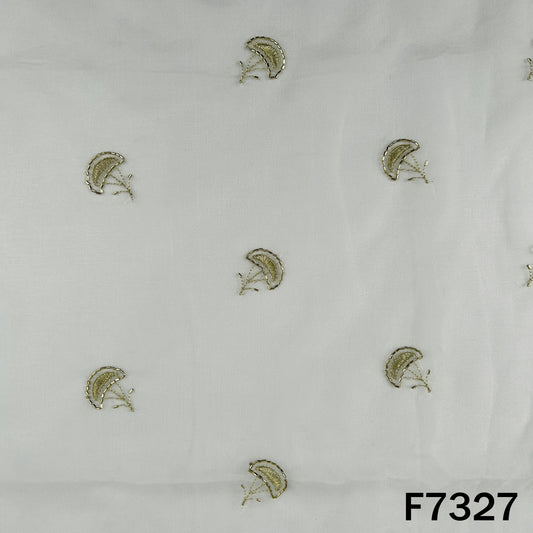 Dyeable Cut Dana Zari Work Organza Fabric - F7327