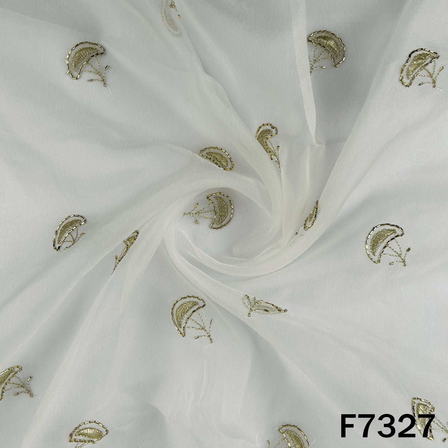 Dyeable Cut Dana Zari Work Organza Fabric - F7327