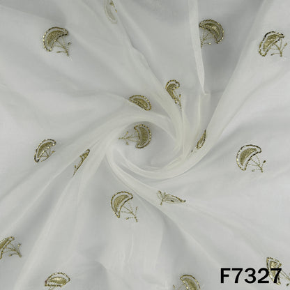 Dyeable Cut Dana Zari Work Organza Fabric - F7327