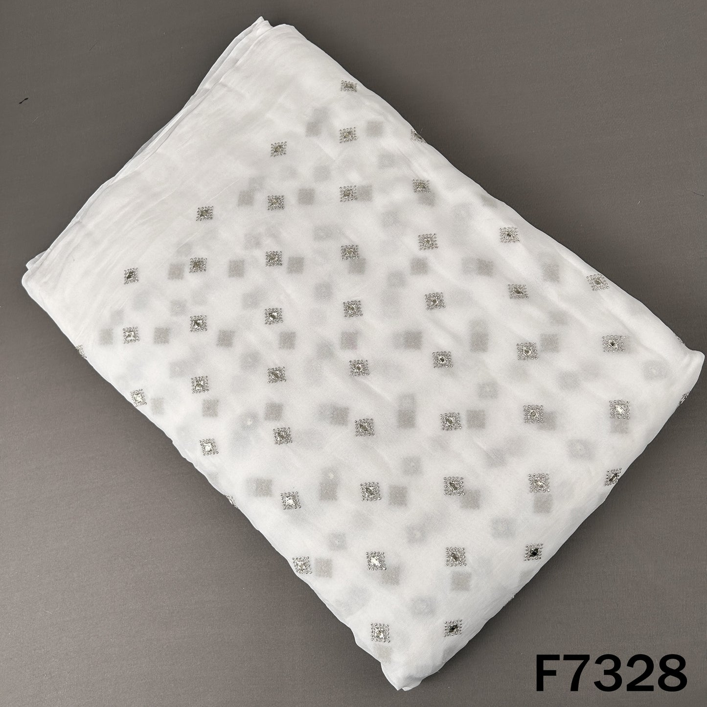 Dyeable Zari Sequins Work Georgette Fabric - F7328