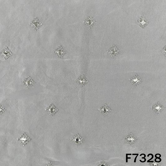Dyeable Zari Sequins Work Georgette Fabric - F7328