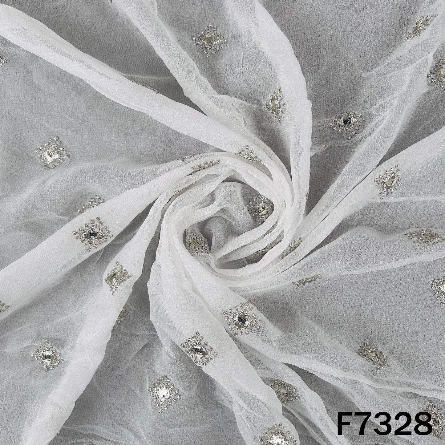 Dyeable Zari Sequins Work Georgette Fabric - F7328