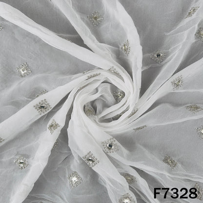 Dyeable Zari Sequins Work Georgette Fabric - F7328