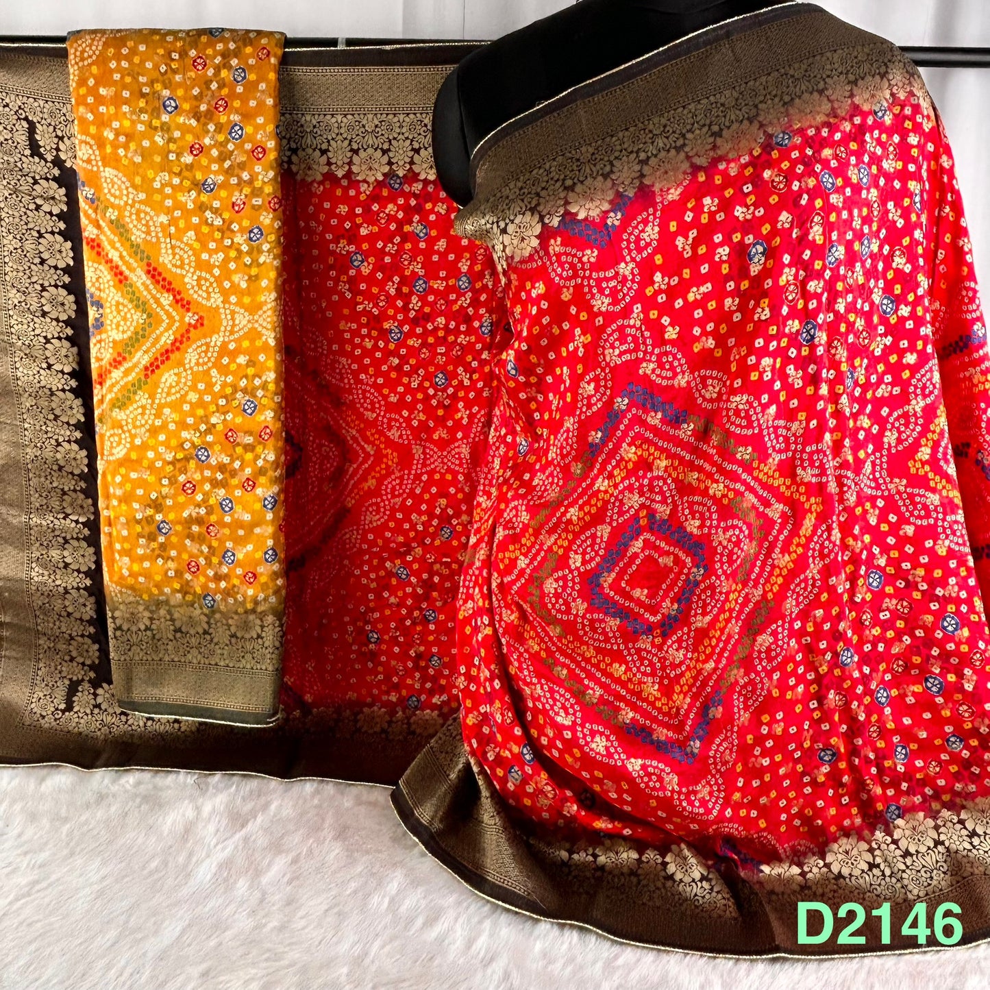 Bandhani Print Dola Silk Dupatta-D2146