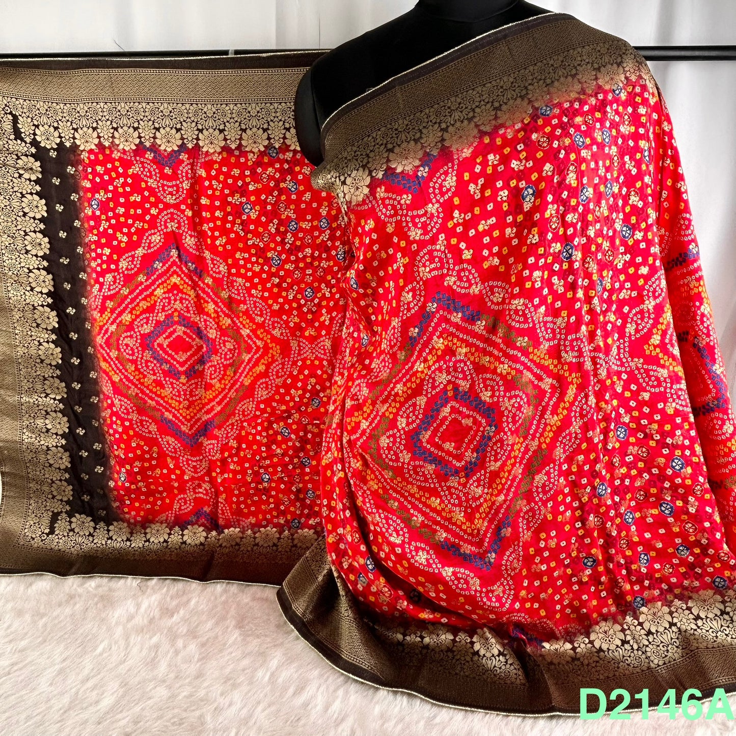 Bandhani Print Dola Silk Dupatta-D2146