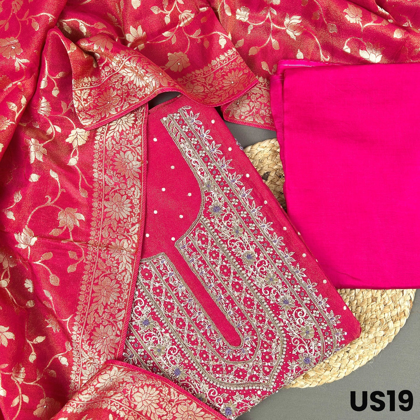 Rani Pink Shimmer Tissue Suit Set - US19