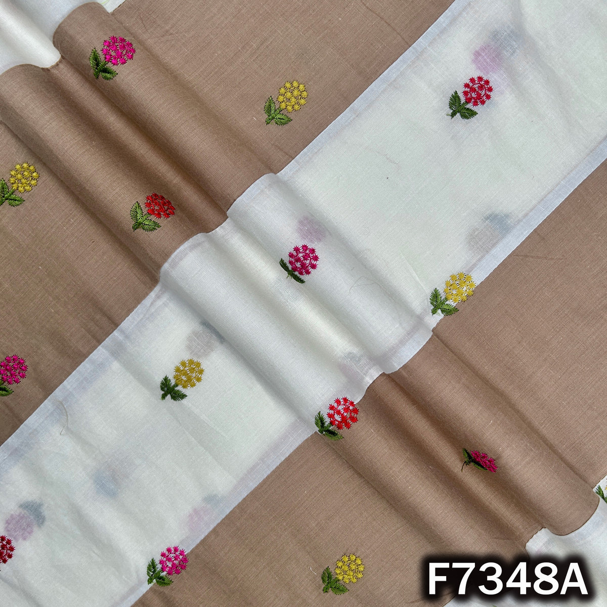 Thread Embroidered Patch Work Pure Cotton Fabric - F7348