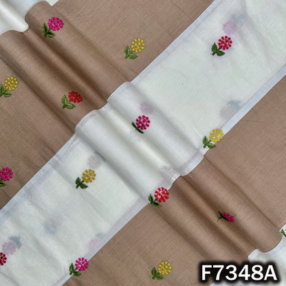 Thread Embroidered Patch Work Pure Cotton Fabric - F7348