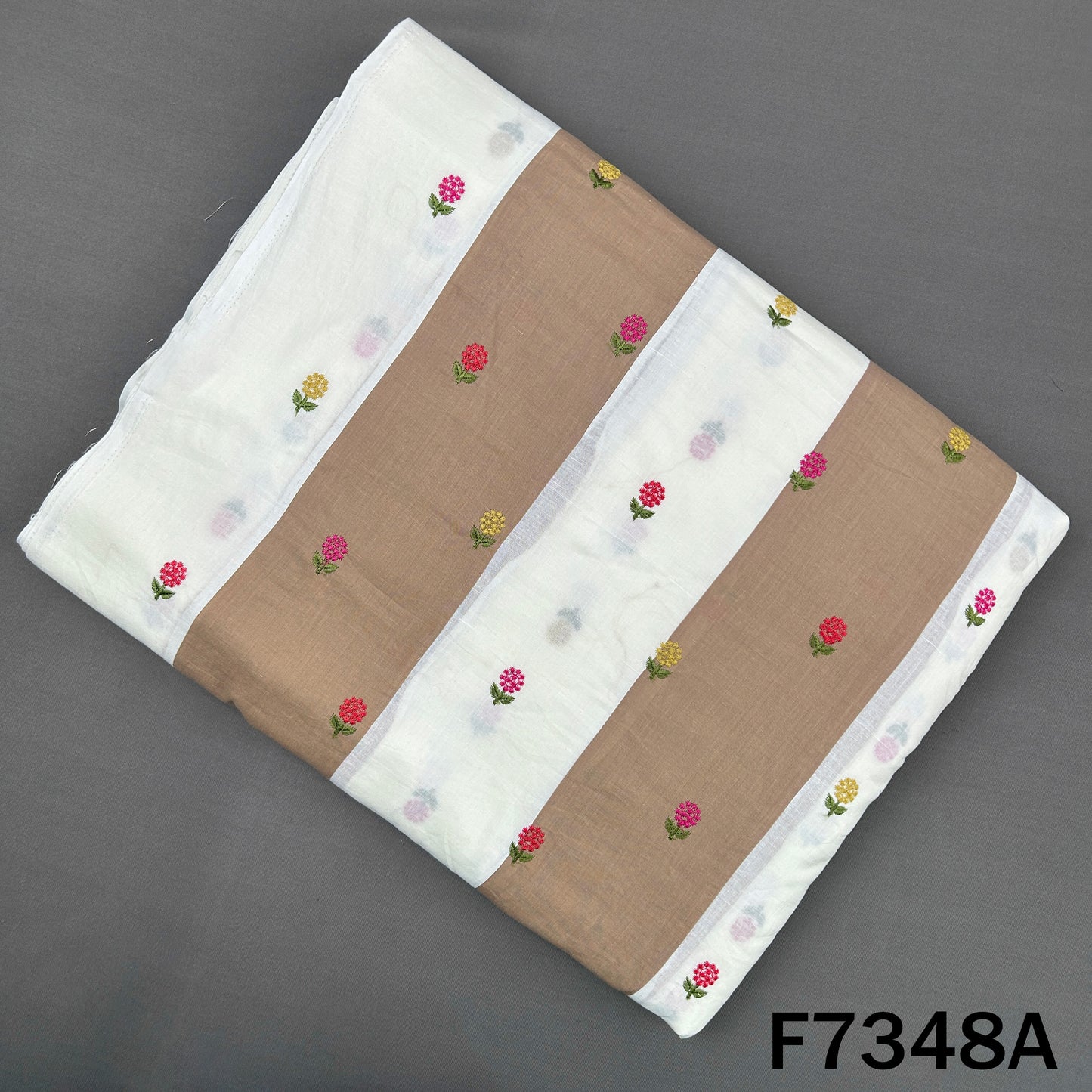 Thread Embroidered Patch Work Pure Cotton Fabric - F7348