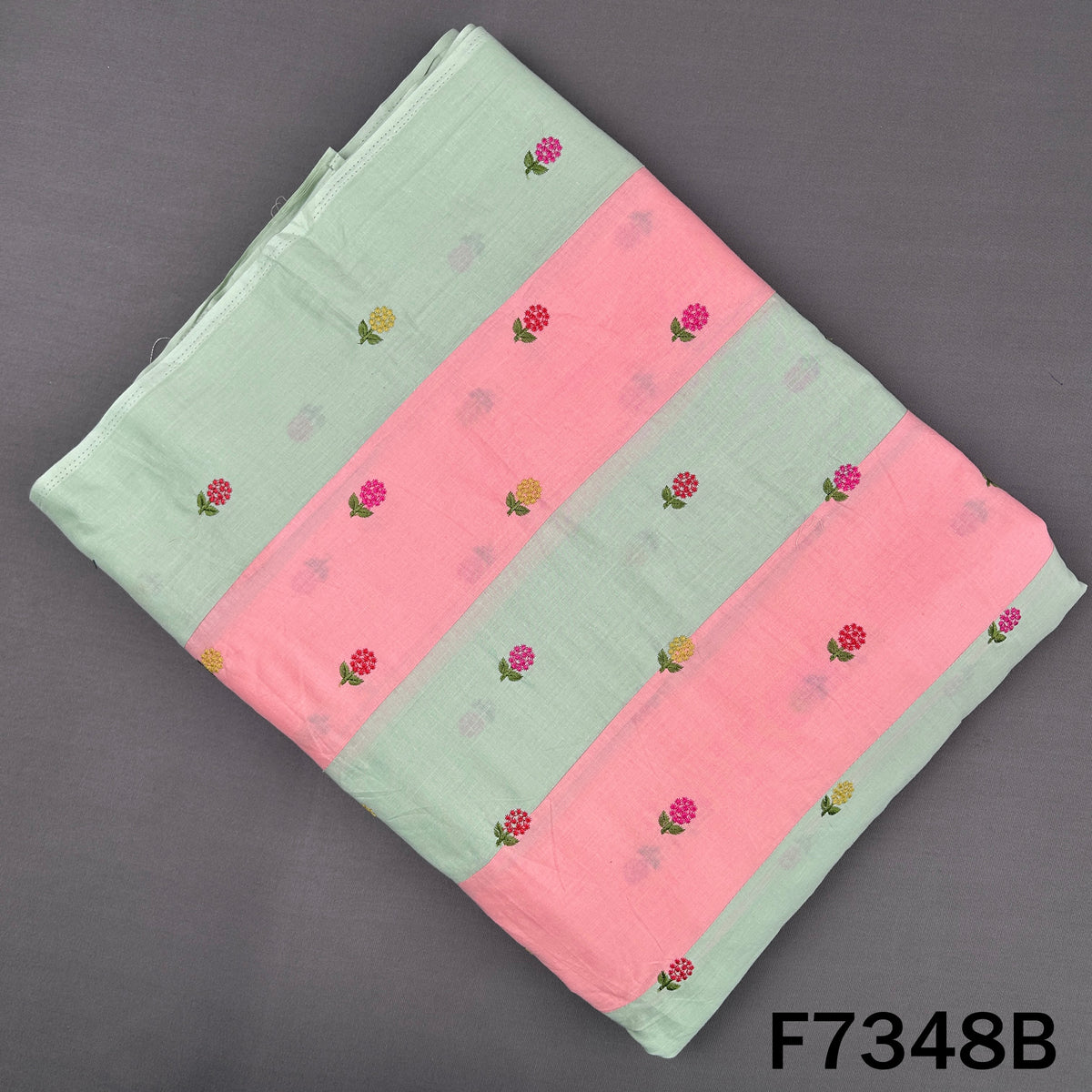 Thread Embroidered Patch Work Pure Cotton Fabric - F7348